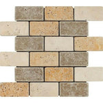 2x4 Mixed Travertine Tumbled Brick Mosaic Tile 2x4 Mixed Travertine Tumbled Brick Mosaic Tile - American Tile Depot