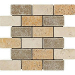 2x4 Mixed Travertine Tumbled Brick Mosaic Tile 2x4 Mixed Travertine Tumbled Brick Mosaic Tile - American Tile Depot