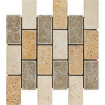 2x4 Mixed Travertine Tumbled Brick Mosaic Tile 2x4 Mixed Travertine Tumbled Brick Mosaic Tile - American Tile Depot
