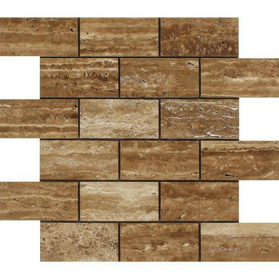 2x4 Noce Exotic Travertine (Vein-Cut) Brushed & Unfilled Brick Mosaic Tile 2x4 Noce Exotic Travertine (Vein-Cut) Brushed & Unfilled Brick Mosaic Tile - American Tile Depot