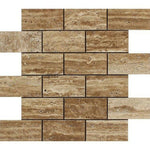 2x4 Noce Exotic Travertine (Vein-Cut) Polished & Unfilled Brick Mosaic Tile 2x4 Noce Exotic Travertine (Vein-Cut) Polished & Unfilled Brick Mosaic Tile - American Tile Depot