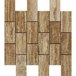 2x4 Noce Exotic Travertine (Vein-Cut) Polished & Unfilled Brick Mosaic Tile 2x4 Noce Exotic Travertine (Vein-Cut) Polished & Unfilled Brick Mosaic Tile - American Tile Depot