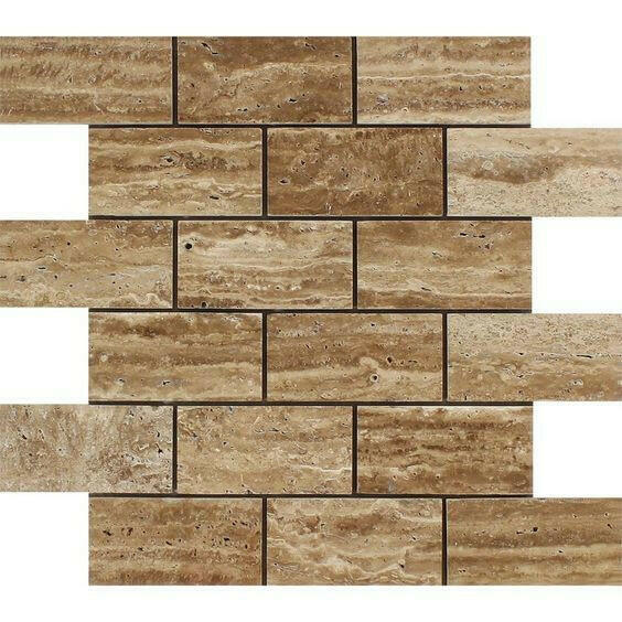 2x4 Noce Exotic Travertine (Vein-Cut) Polished & Unfilled Brick Mosaic Tile 2x4 Noce Exotic Travertine (Vein-Cut) Polished & Unfilled Brick Mosaic Tile - American Tile Depot