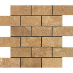 2x4 Noce Travertine Filled & Honed Brick Mosaic Tile - American Tile Depot