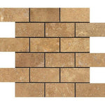 2x4 Noce Travertine Filled & Honed Brick Mosaic Tile - American Tile Depot