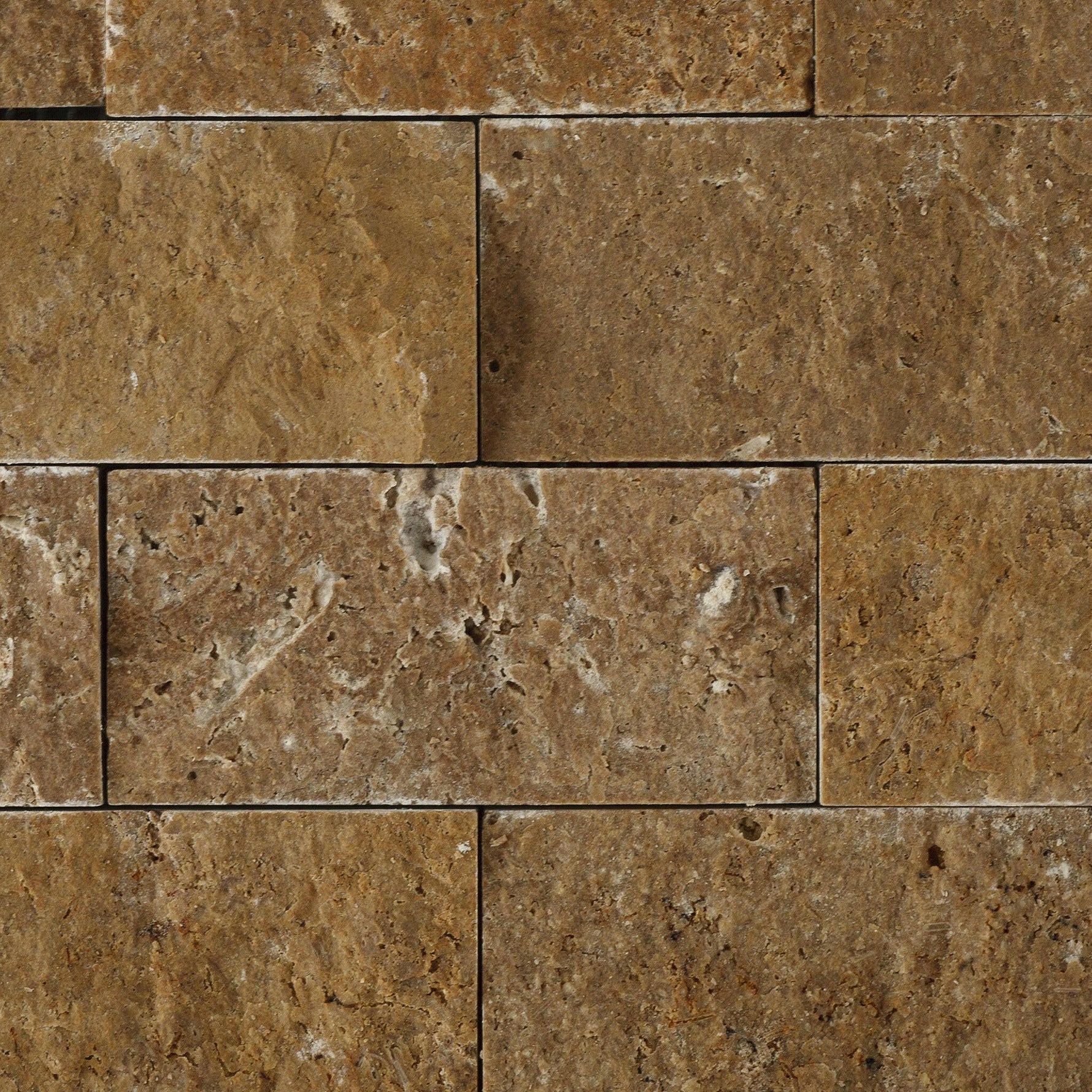 2x4 Noce Travertine Split-Faced Brick Mosaic Tile 2x4 Noce Travertine Split-Faced Brick Mosaic Tile - American Tile Depot