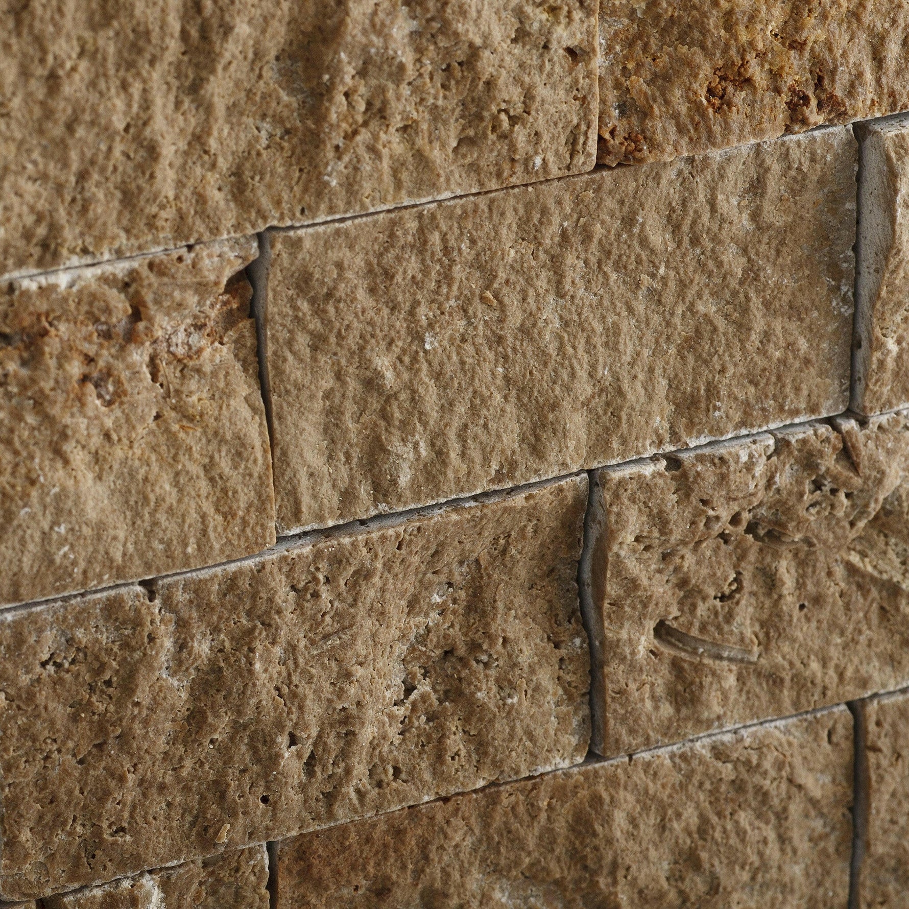 2x4 Noce Travertine Split-Faced Brick Mosaic Tile 2x4 Noce Travertine Split-Faced Brick Mosaic Tile - American Tile Depot