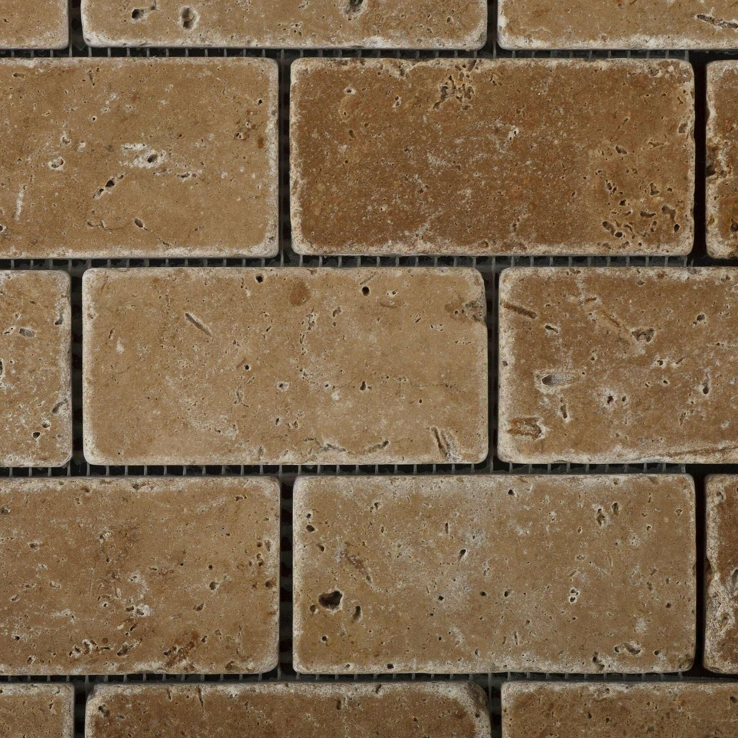 2x4 Noce Travertine Tumbled Brick Mosaic Tile 2x4 Noce Travertine Tumbled Brick Mosaic Tile - American Tile Depot