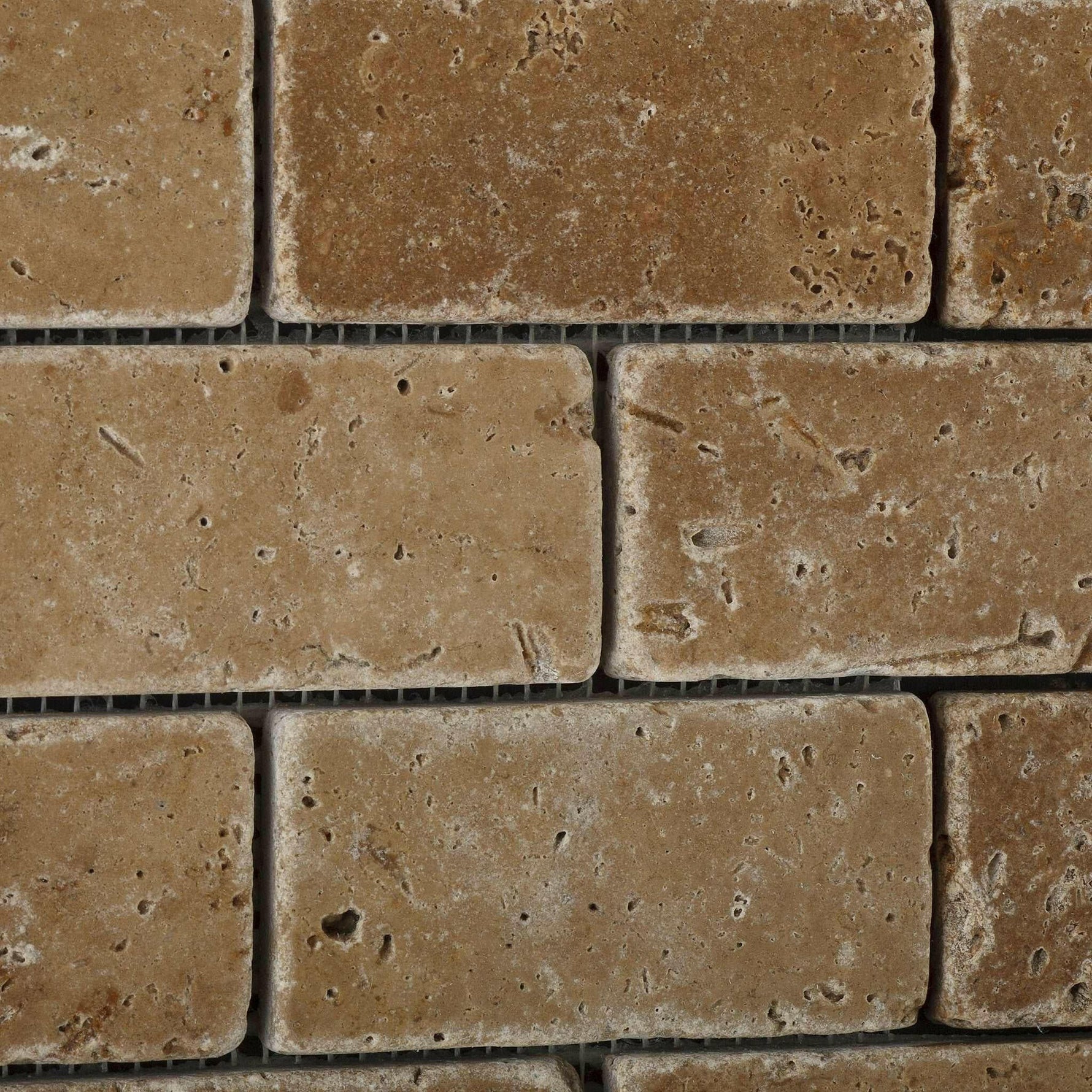 2x4 Noce Travertine Tumbled Brick Mosaic Tile 2x4 Noce Travertine Tumbled Brick Mosaic Tile - American Tile Depot