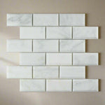2x4 Oriental White / Asian Statuary Marble Honed & Beveled Brick Mosaic Tile 2x4 Oriental White / Asian Statuary Marble Honed & Beveled Brick Mosaic Tile - American Tile Depot