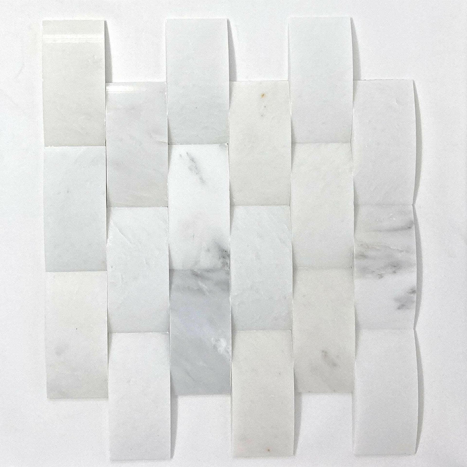 2x4 Oriental White / Asian Statuary Marble Round-Faced (CNC-Arched / Wavy) Honed Brick Mosaic Tile 2x4 Oriental White / Asian Statuary Marble Round-Faced (CNC-Arched / Wavy) Honed Brick Mosaic Tile - American Tile Depot