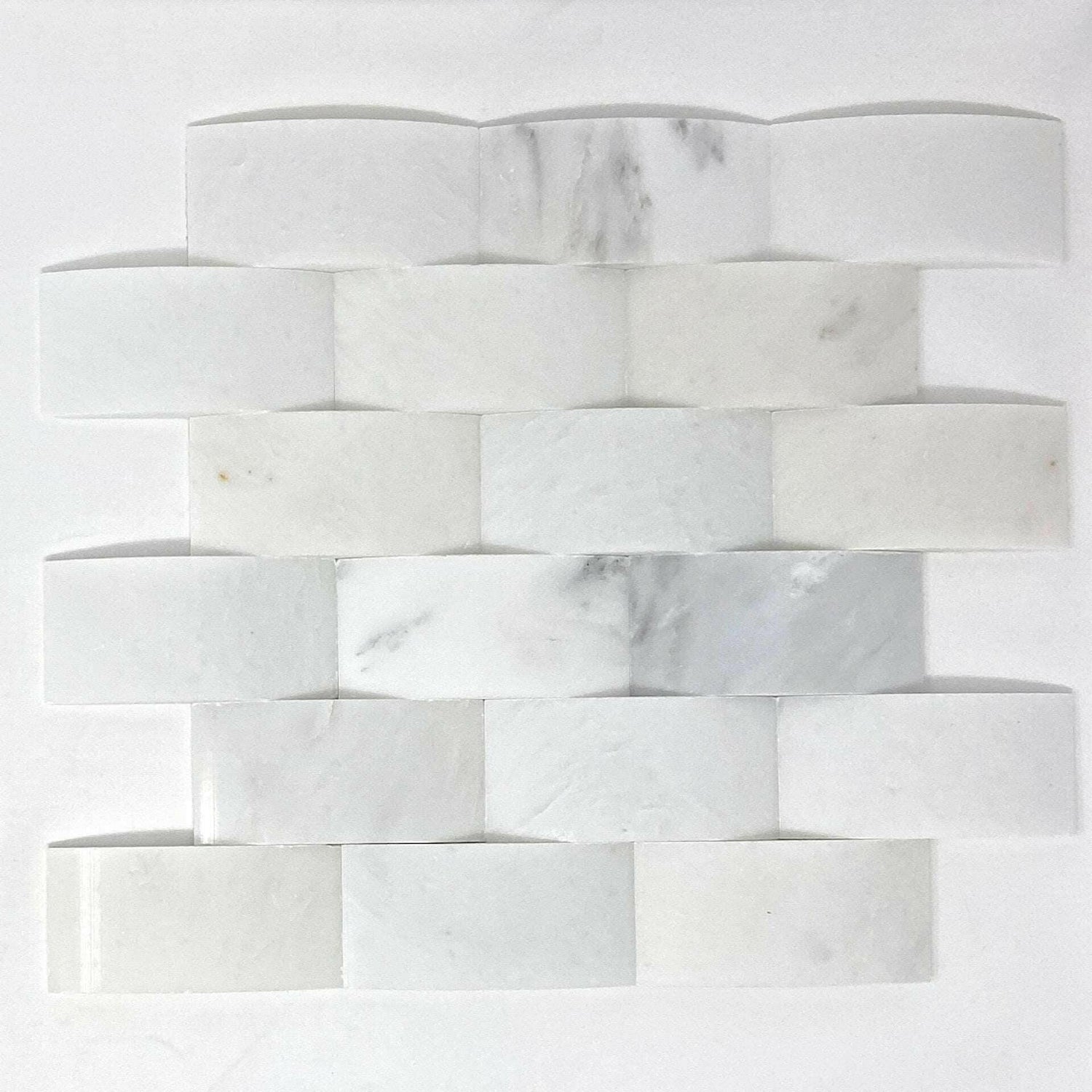 2x4 Oriental White / Asian Statuary Marble Round-Faced (CNC-Arched / Wavy) Polished Brick Mosaic Tile 2x4 Oriental White / Asian Statuary Marble Round-Faced (CNC-Arched / Wavy) Polished Brick Mosaic Tile - American Tile Depot