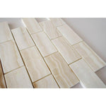 2x4 Premium White Onyx VEIN-CUT Polished Brick Mosaic Tile 2x4 Premium White Onyx VEIN-CUT Polished Brick Mosaic Tile - American Tile Depot