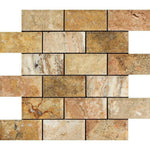 2x4 Scabos Travertine Honed & Beveled Brick Mosaic 2x4 Scabos Travertine Honed & Beveled Brick Mosaic - American Tile Depot