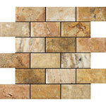 2x4 Scabos Travertine Honed & Beveled Brick Mosaic 2x4 Scabos Travertine Honed & Beveled Brick Mosaic - American Tile Depot