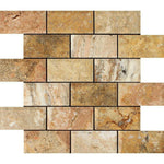 2x4 Scabos Travertine Honed & Beveled Brick Mosaic 2x4 Scabos Travertine Honed & Beveled Brick Mosaic - American Tile Depot