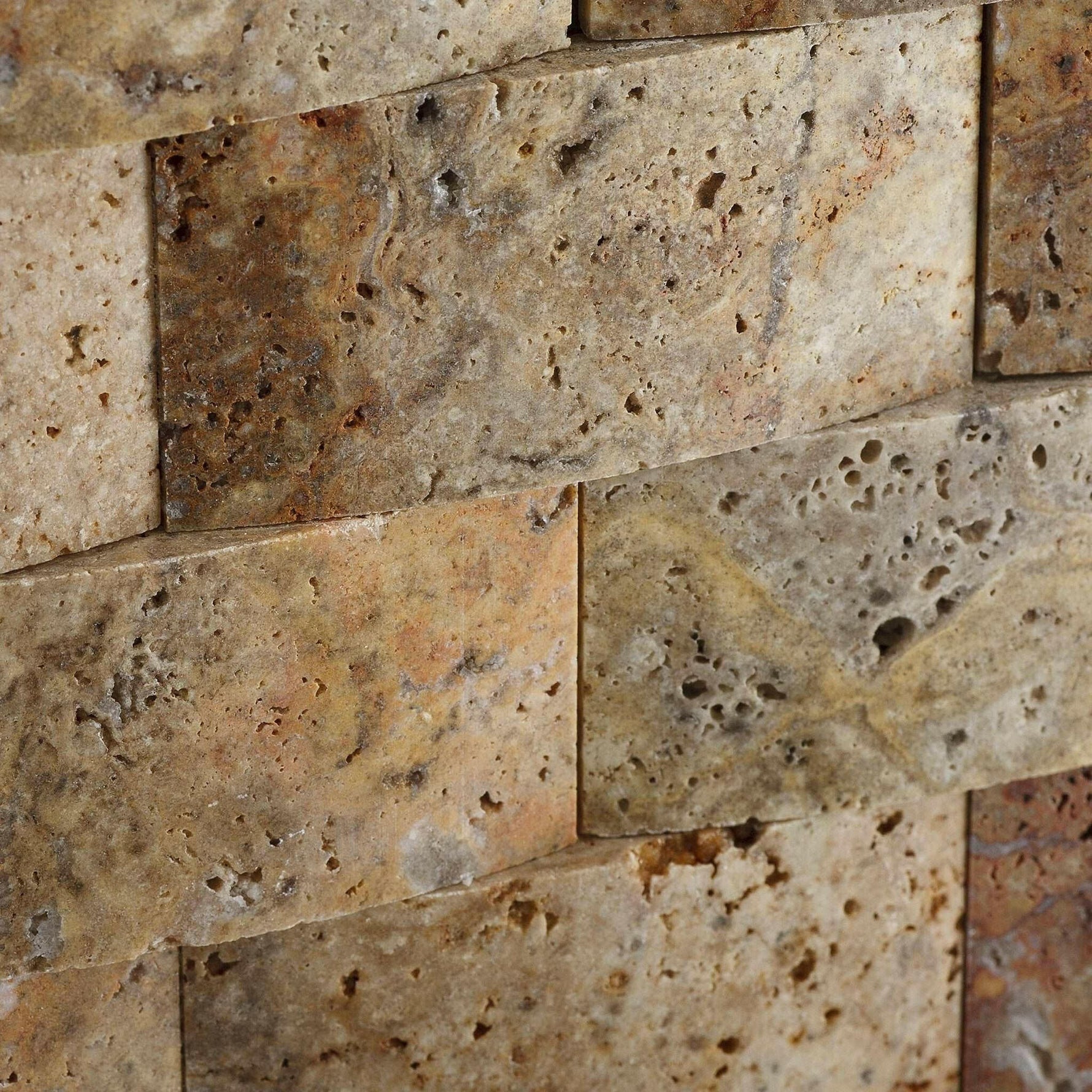 2x4 Scabos Travertine Honed CNC Arched 3D Brick Mosaic Tile 2x4 Scabos Travertine Honed CNC Arched 3D Brick Mosaic Tile - American Tile Depot