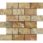 2x4 Scabos Travertine Polished Brick Mosaic Tile 2x4 Scabos Travertine Polished Brick Mosaic Tile - American Tile Depot