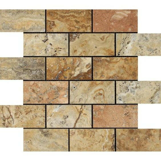 2x4 Scabos Travertine Polished Brick Mosaic Tile 2x4 Scabos Travertine Polished Brick Mosaic Tile - American Tile Depot
