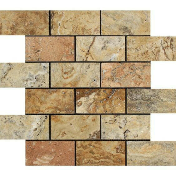 2x4 Scabos Travertine Polished Brick Mosaic Tile 2x4 Scabos Travertine Polished Brick Mosaic Tile - American Tile Depot