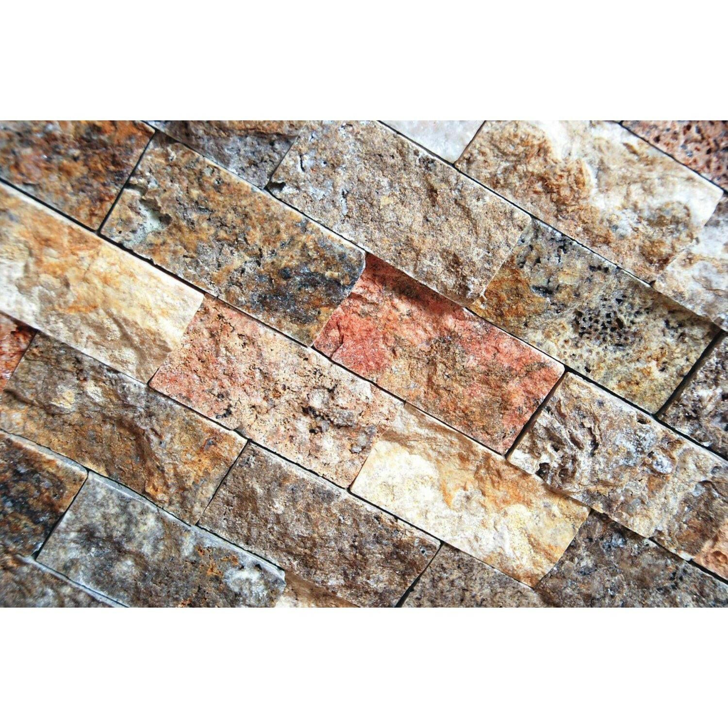 2x4 Scabos Travertine Split-Faced Brick Mosaic Tile 2x4 Scabos Travertine Split-Faced Brick Mosaic Tile - American Tile Depot