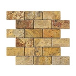 2x4 Scabos Travertine Tumbled Brick Mosaic Tile 2x4 Scabos Travertine Tumbled Brick Mosaic Tile - American Tile Depot