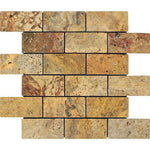 2x4 Scabos Travertine Tumbled Brick Mosaic Tile 2x4 Scabos Travertine Tumbled Brick Mosaic Tile - American Tile Depot