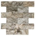 2x4 Silver Travertine Split-Faced Mosaic Tile 2x4 Silver Travertine Split-Faced Mosaic Tile - American Tile Depot