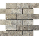 2x4 Silver Travertine Tumbled Mosaic Tile 2x4 Silver Travertine Tumbled Mosaic Tile - American Tile Depot