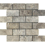 2x4 Silver Travertine Tumbled Mosaic Tile 2x4 Silver Travertine Tumbled Mosaic Tile - American Tile Depot