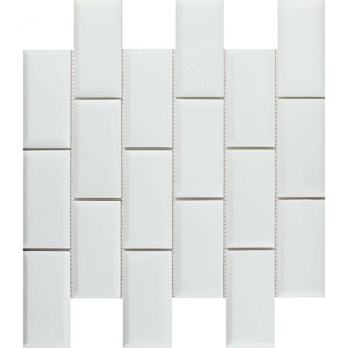 2x4 Thassos White Marble Honed & Beveled Brick Mosaic Tile 2x4 Thassos White Marble Honed & Beveled Brick Mosaic Tile - American Tile Depot