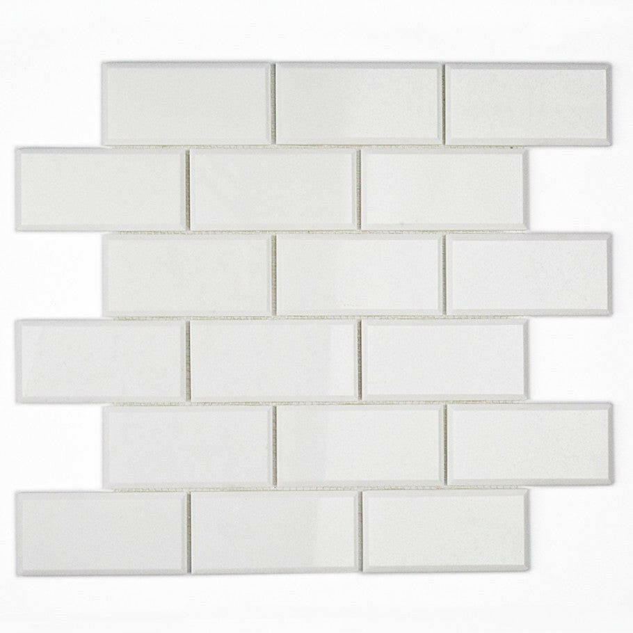 2x4 Thassos White Marble Polished & Beveled Brick Mosaic Tile 2x4 Thassos White Marble Polished & Beveled Brick Mosaic Tile - American Tile Depot