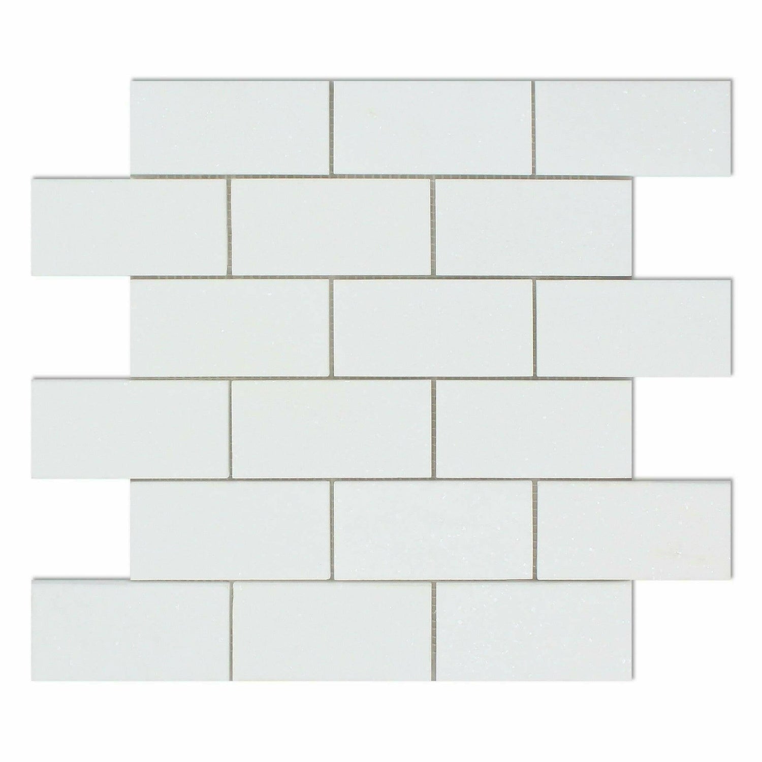 2x4 Thassos White Marble Polished Brick Mosaic Tile 2x4 Thassos White Marble Polished Brick Mosaic Tile - American Tile Depot