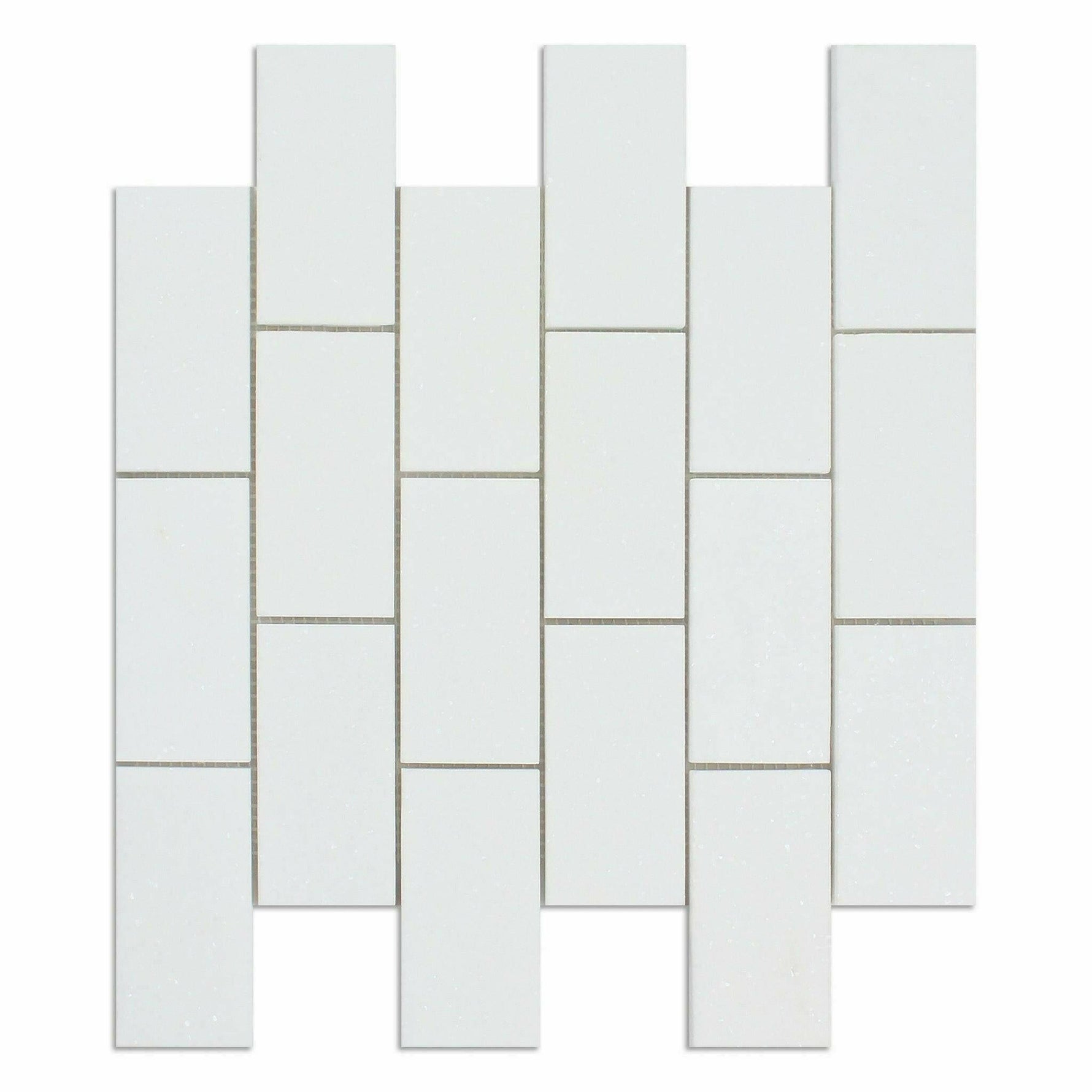 2x4 Thassos White Marble Polished Brick Mosaic Tile 2x4 Thassos White Marble Polished Brick Mosaic Tile - American Tile Depot