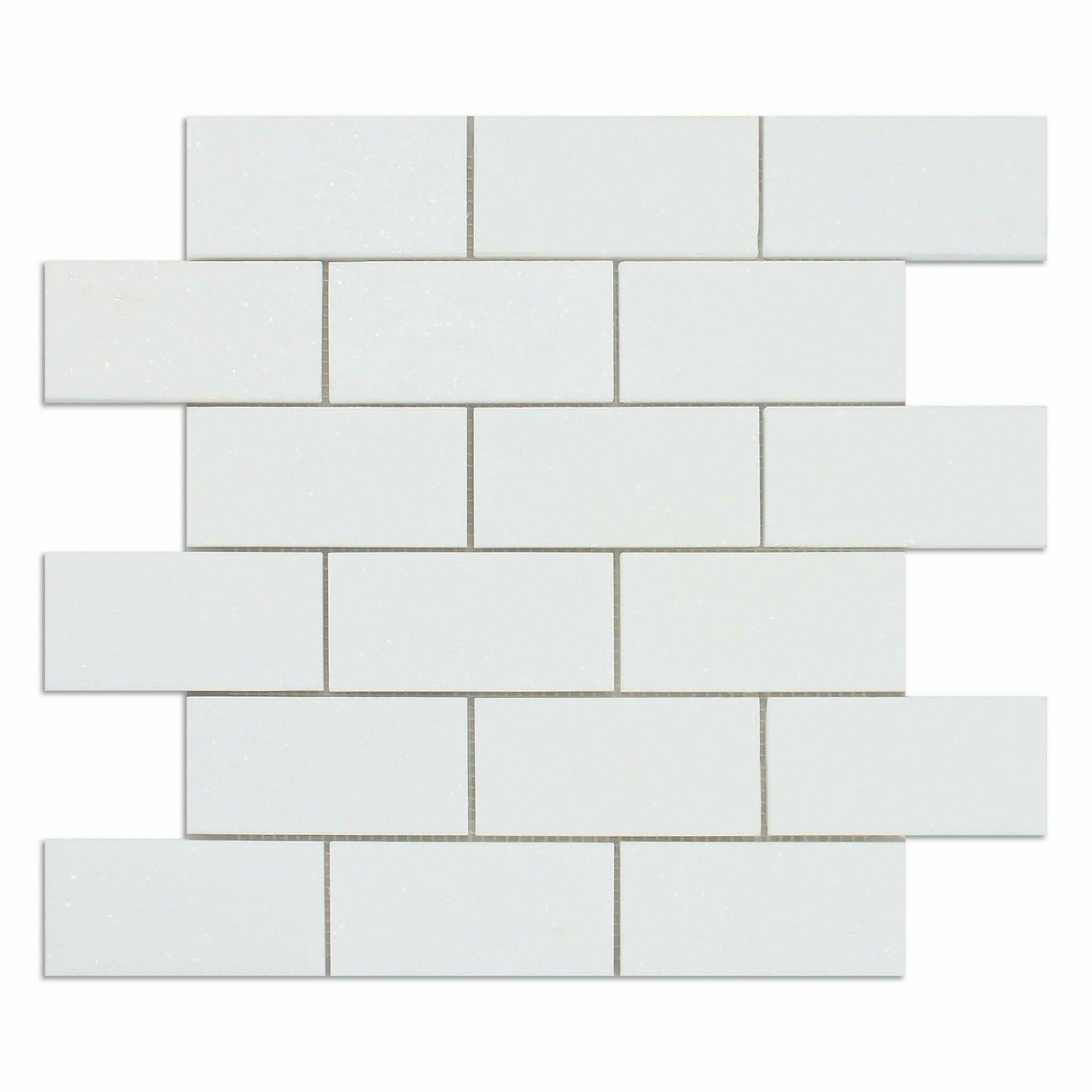 2x4 Thassos White Marble Polished Brick Mosaic Tile 2x4 Thassos White Marble Polished Brick Mosaic Tile - American Tile Depot