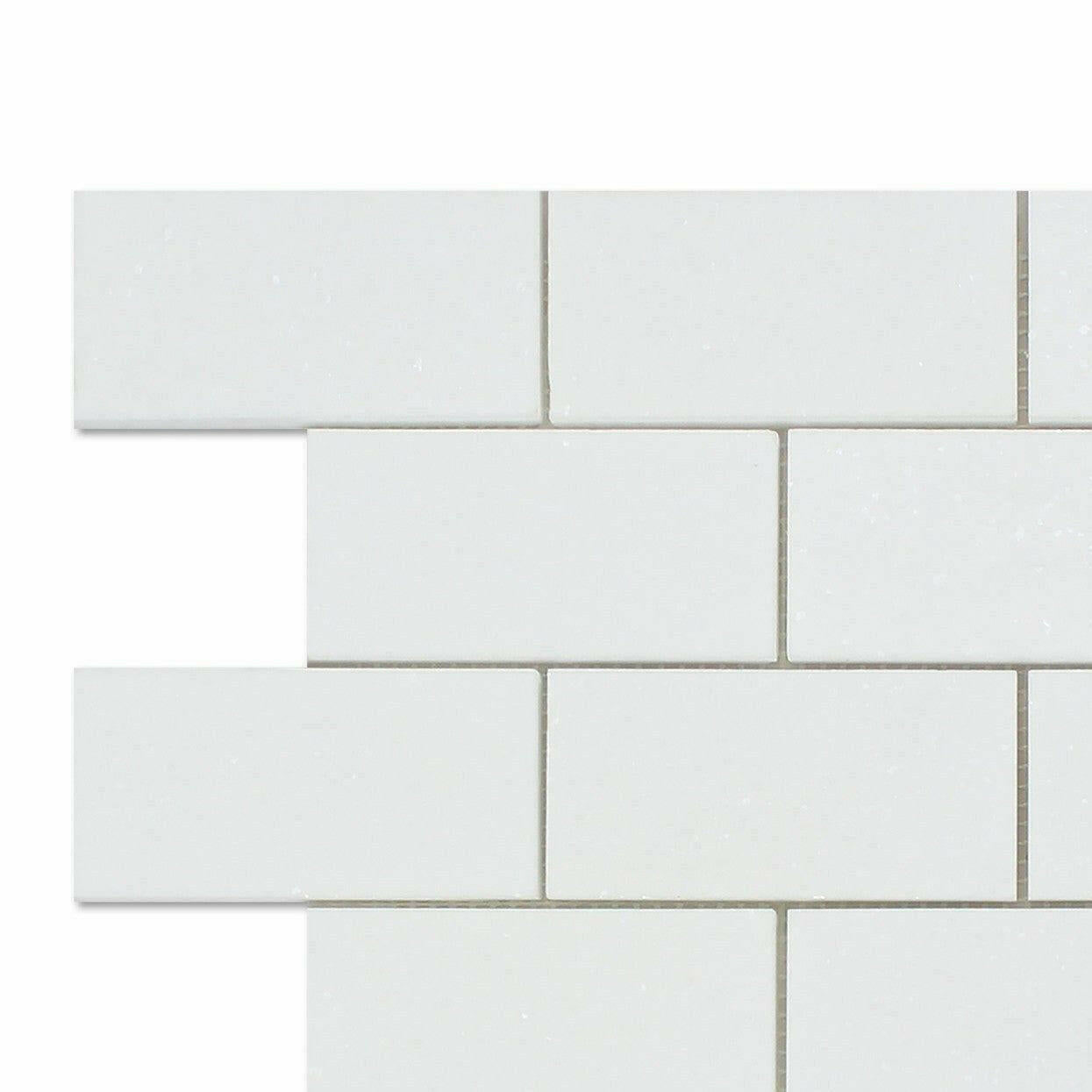 2x4 Thassos White Marble Polished Brick Mosaic Tile 2x4 Thassos White Marble Polished Brick Mosaic Tile - American Tile Depot