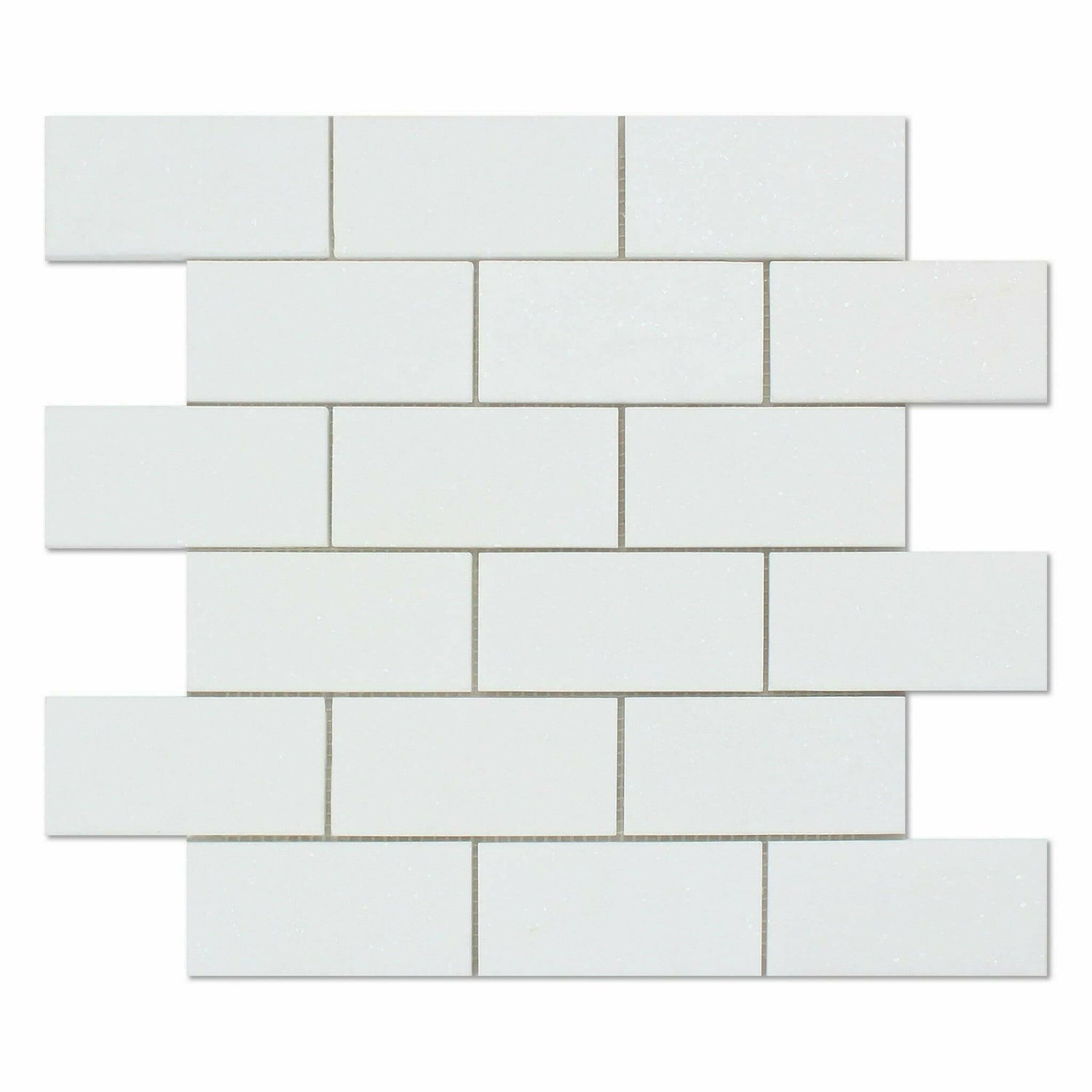 2x4 Thassos White Marble Polished Brick Mosaic Tile 2x4 Thassos White Marble Polished Brick Mosaic Tile - American Tile Depot