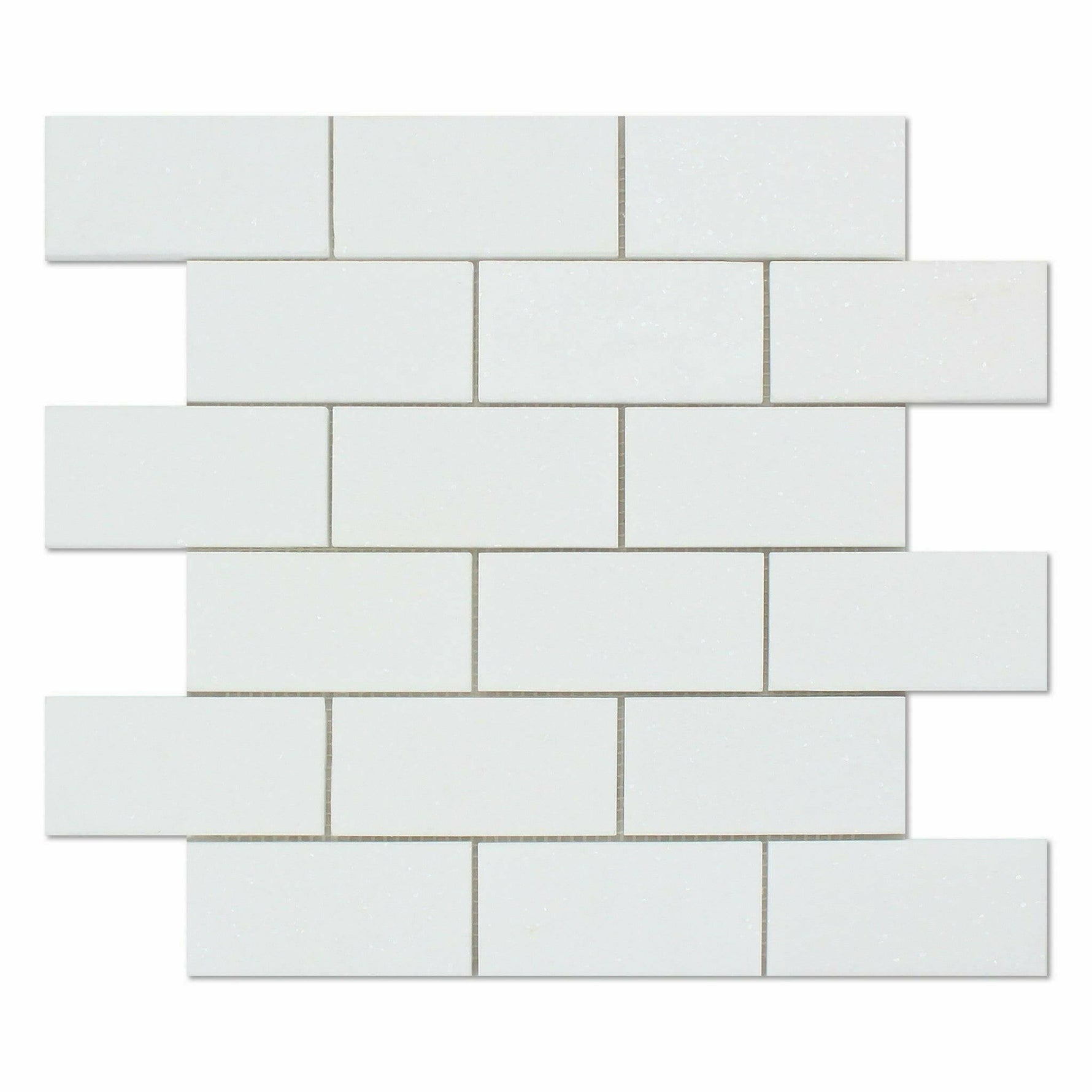 2x4 Thassos White Marble Polished Brick Mosaic Tile 2x4 Thassos White Marble Polished Brick Mosaic Tile - American Tile Depot