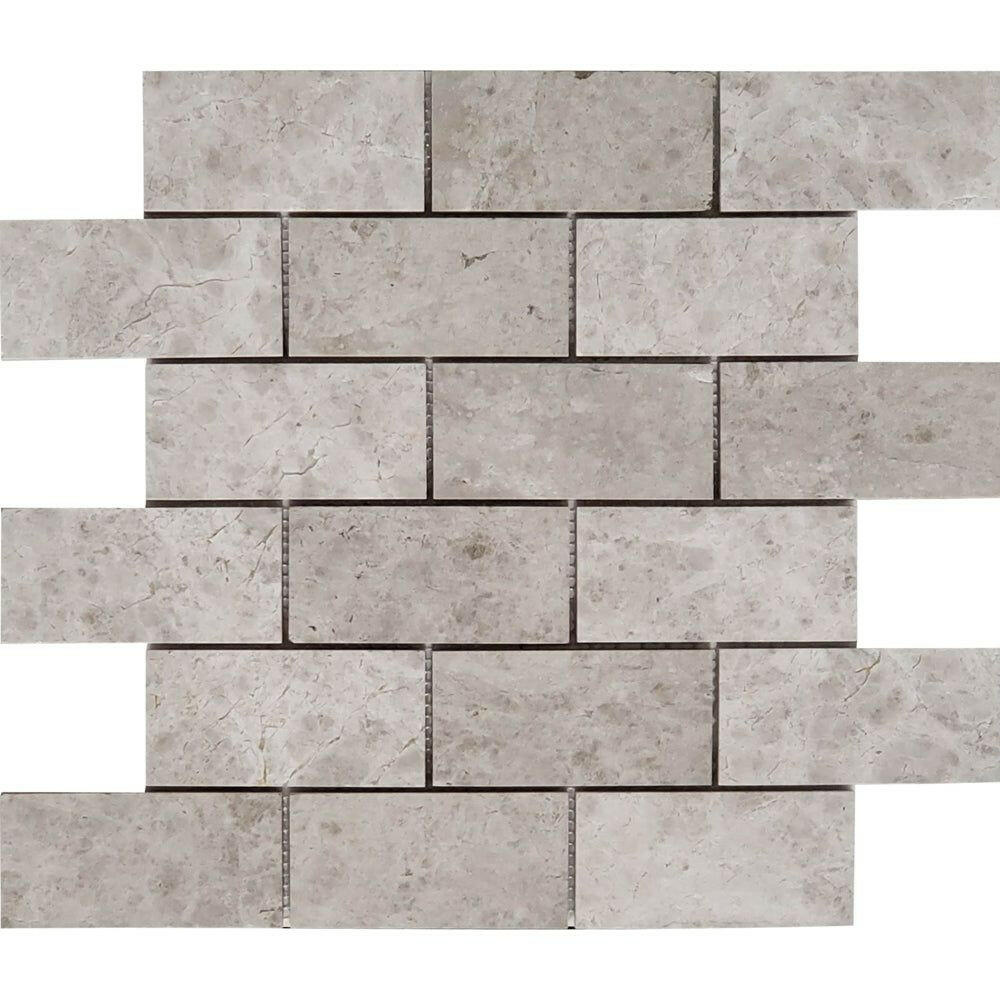 2x4 Tundra Gray (Atlantic Gray) Marble Honed Brick Mosaic Tile 2x4 Tundra Gray (Atlantic Gray) Marble Honed Brick Mosaic Tile - American Tile Depot