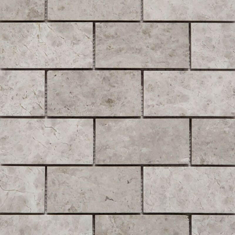 2x4 Tundra Gray (Atlantic Gray) Marble Honed Brick Mosaic Tile 2x4 Tundra Gray (Atlantic Gray) Marble Honed Brick Mosaic Tile - American Tile Depot