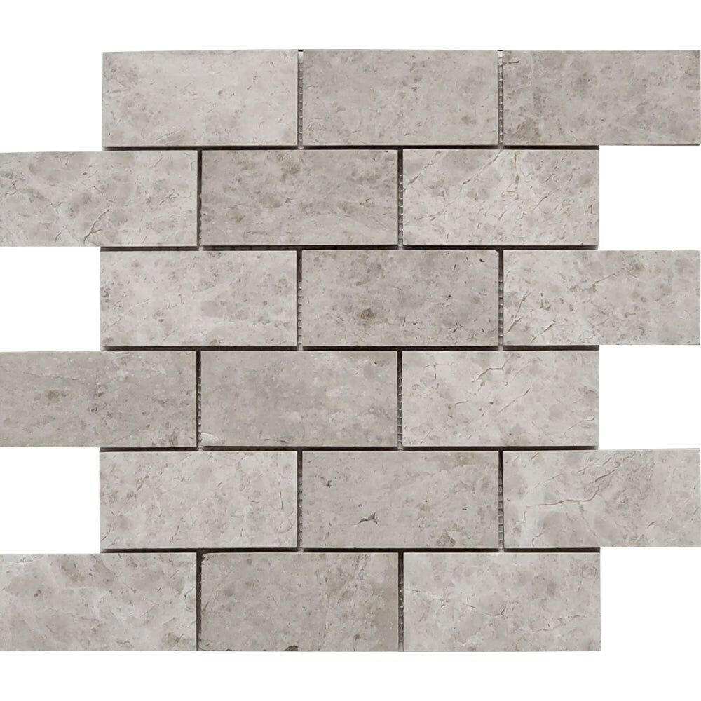 2x4 Tundra Gray (Atlantic Gray) Marble Honed Brick Mosaic Tile 2x4 Tundra Gray (Atlantic Gray) Marble Honed Brick Mosaic Tile - American Tile Depot