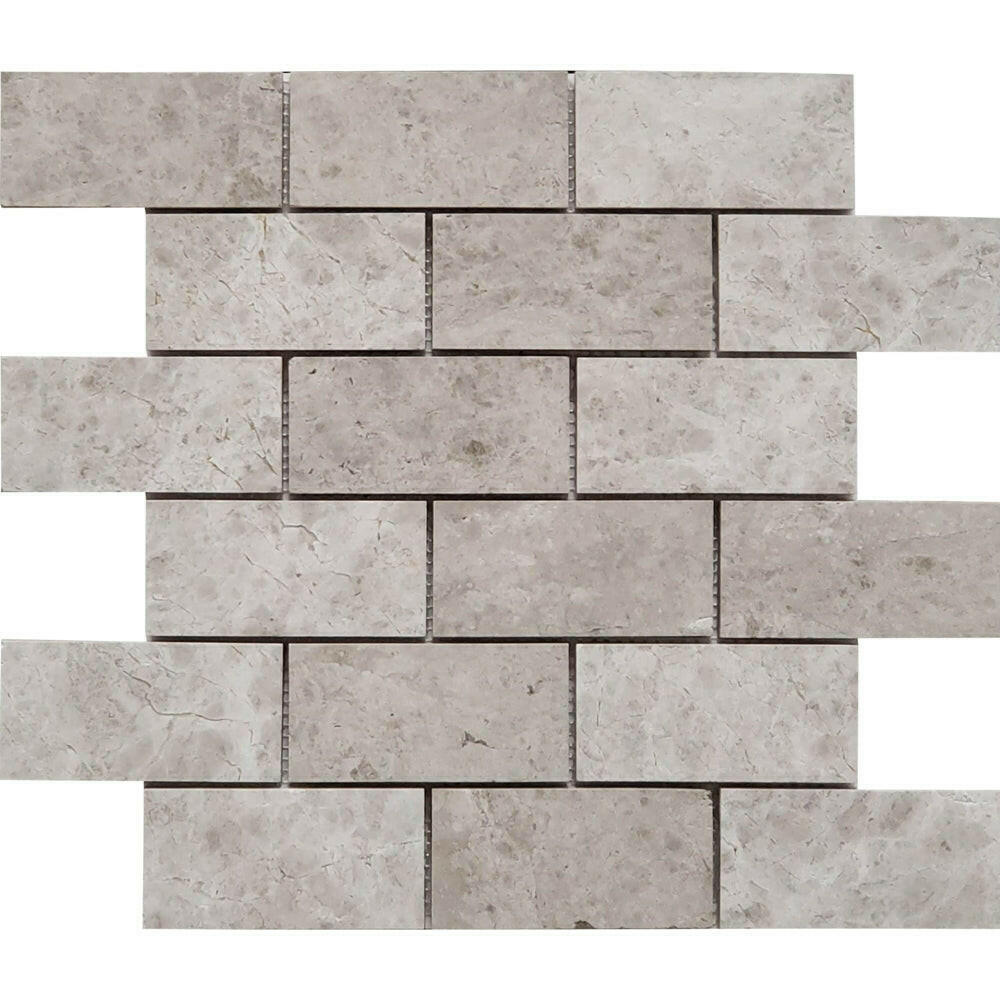 2x4 Tundra Gray (Atlantic Gray) Marble Honed Brick Mosaic Tile 2x4 Tundra Gray (Atlantic Gray) Marble Honed Brick Mosaic Tile - American Tile Depot