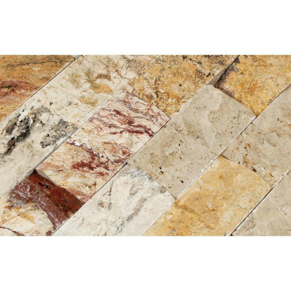 2x4 Valencia Travertine Split-Faced Brick Mosaic Tile 2x4 Valencia Travertine Split-Faced Brick Mosaic Tile - American Tile Depot