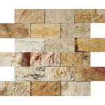 2x4 Valencia Travertine Split-Faced Brick Mosaic Tile 2x4 Valencia Travertine Split-Faced Brick Mosaic Tile - American Tile Depot