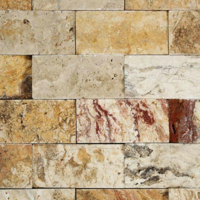 2x4 Valencia Travertine Split-Faced Brick Mosaic Tile 2x4 Valencia Travertine Split-Faced Brick Mosaic Tile - American Tile Depot