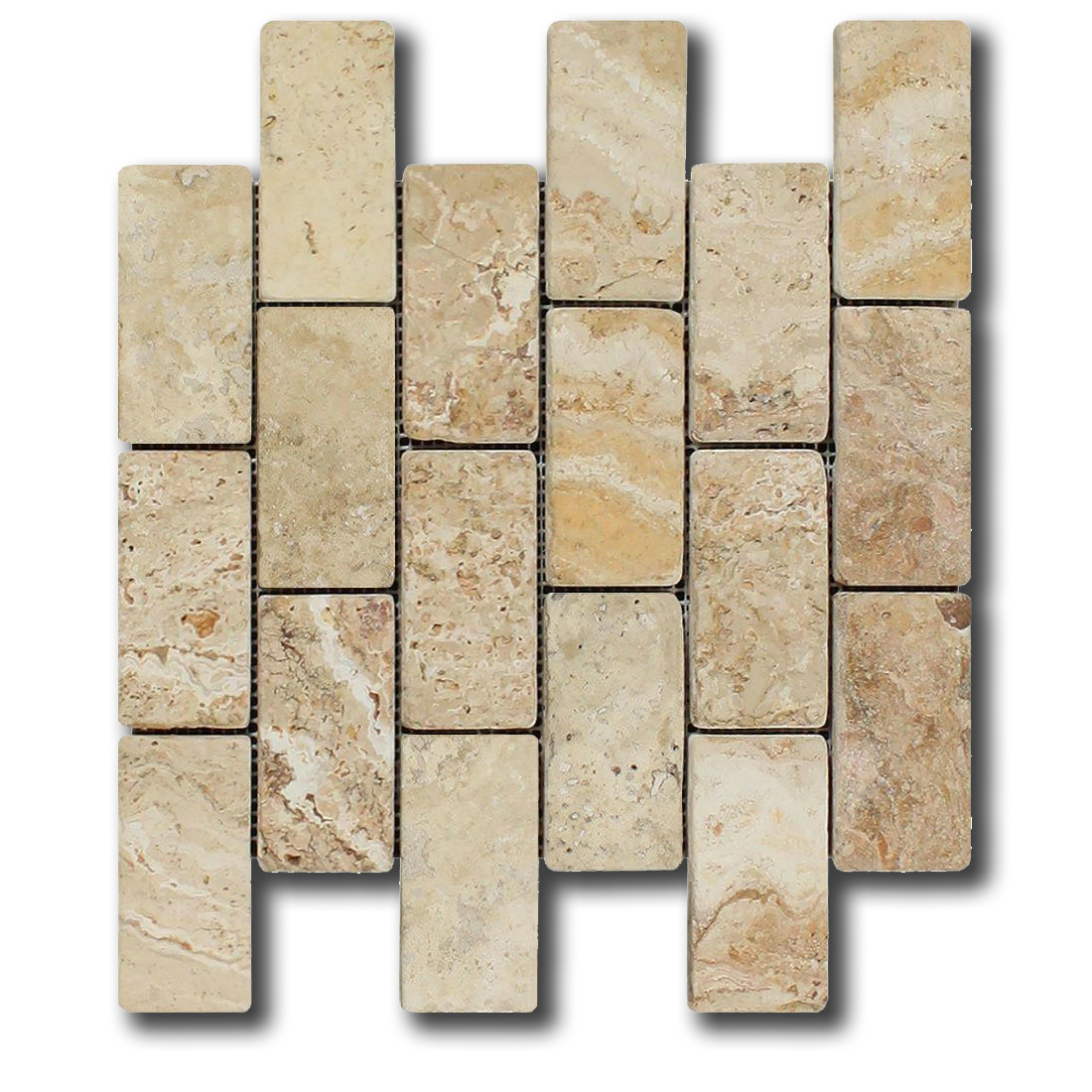 2x4 Valencia Travertine Tumbled Mosaic Tile 2x4 Valencia Travertine Tumbled Mosaic Tile - American Tile Depot