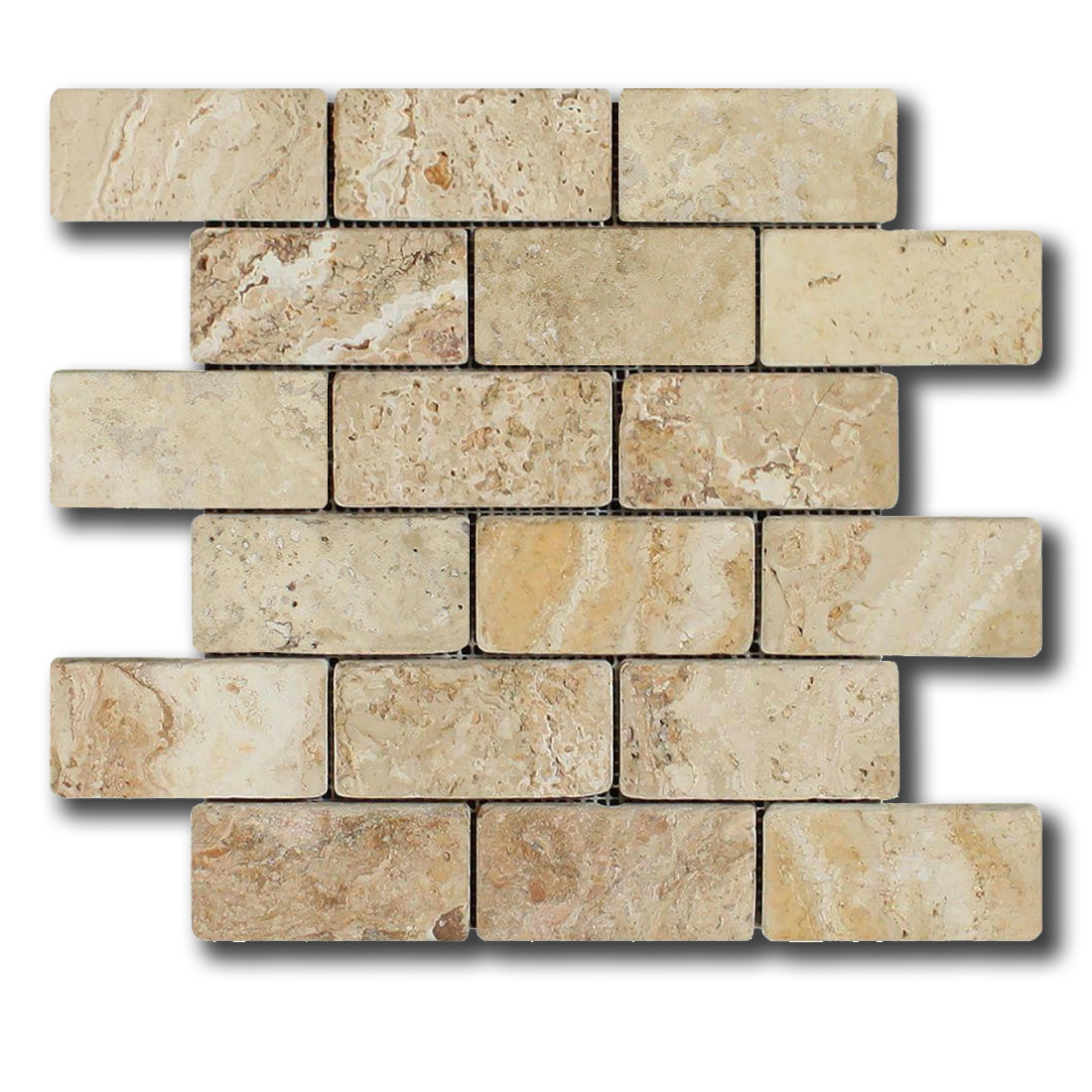 2x4 Valencia Travertine Tumbled Mosaic Tile 2x4 Valencia Travertine Tumbled Mosaic Tile - American Tile Depot
