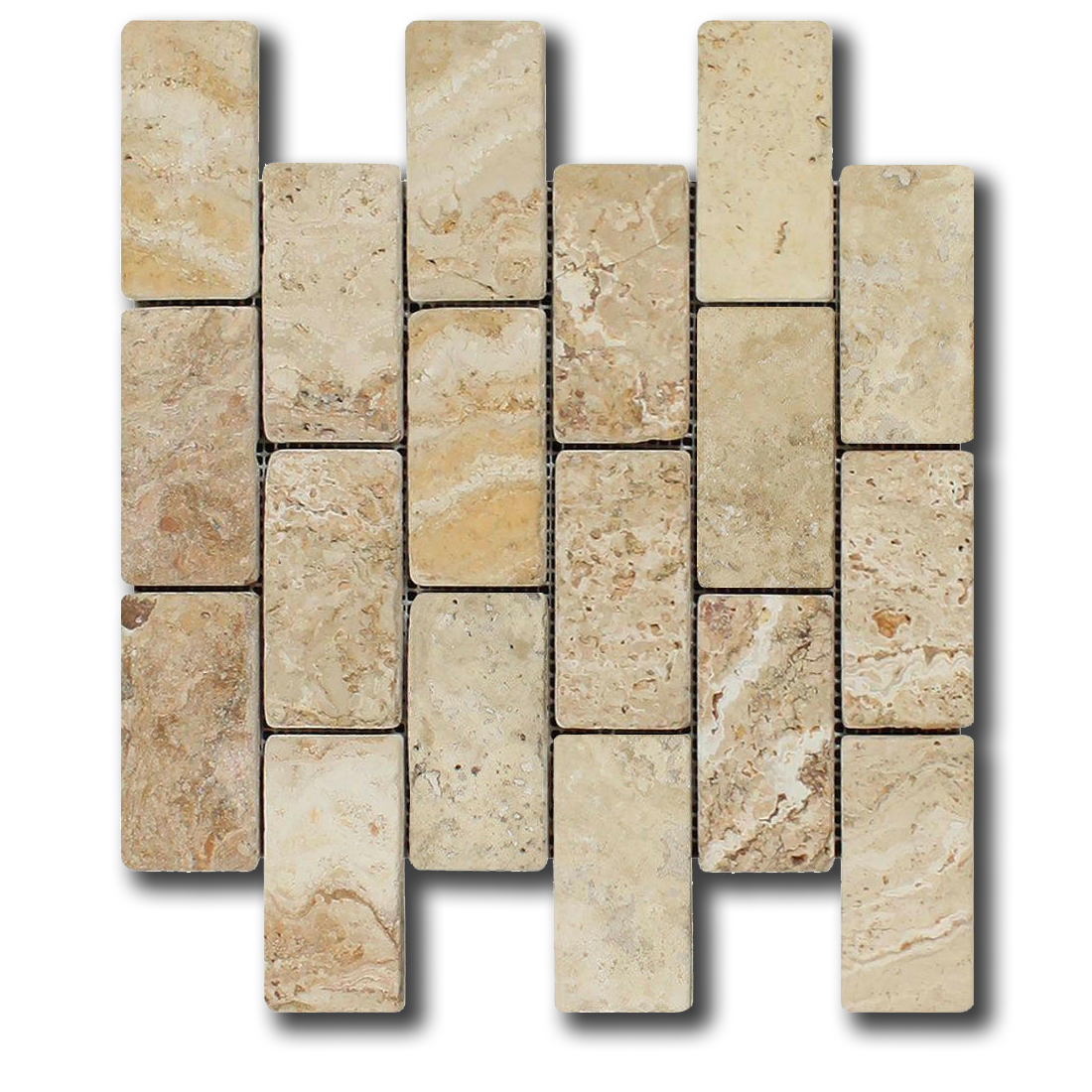 2x4 Valencia Travertine Tumbled Mosaic Tile 2x4 Valencia Travertine Tumbled Mosaic Tile - American Tile Depot