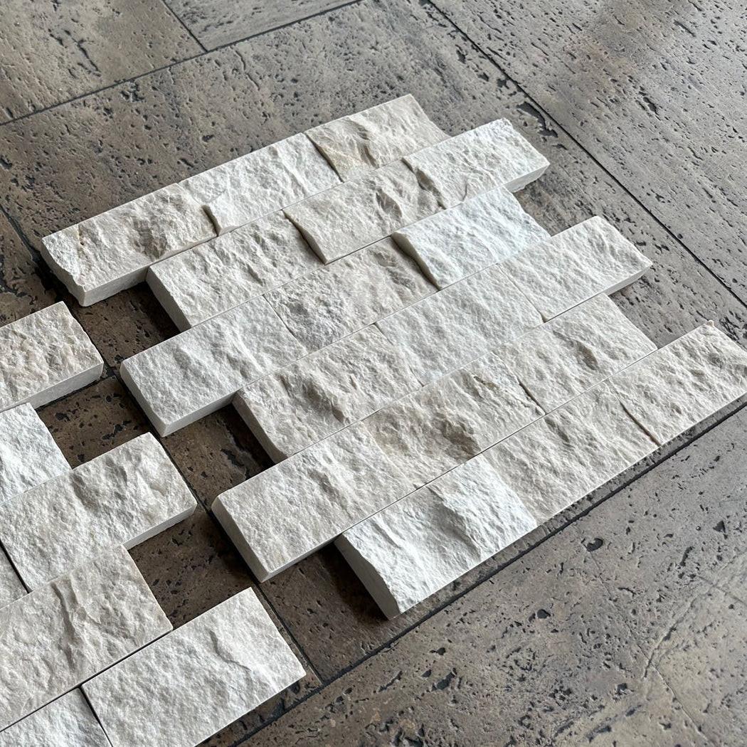 2x4 White Pearl / Botticino Marble Split-Faced Mosaic Tile 2x4 White Pearl / Botticino Marble Split-Faced Mosaic Tile - American Tile Depot