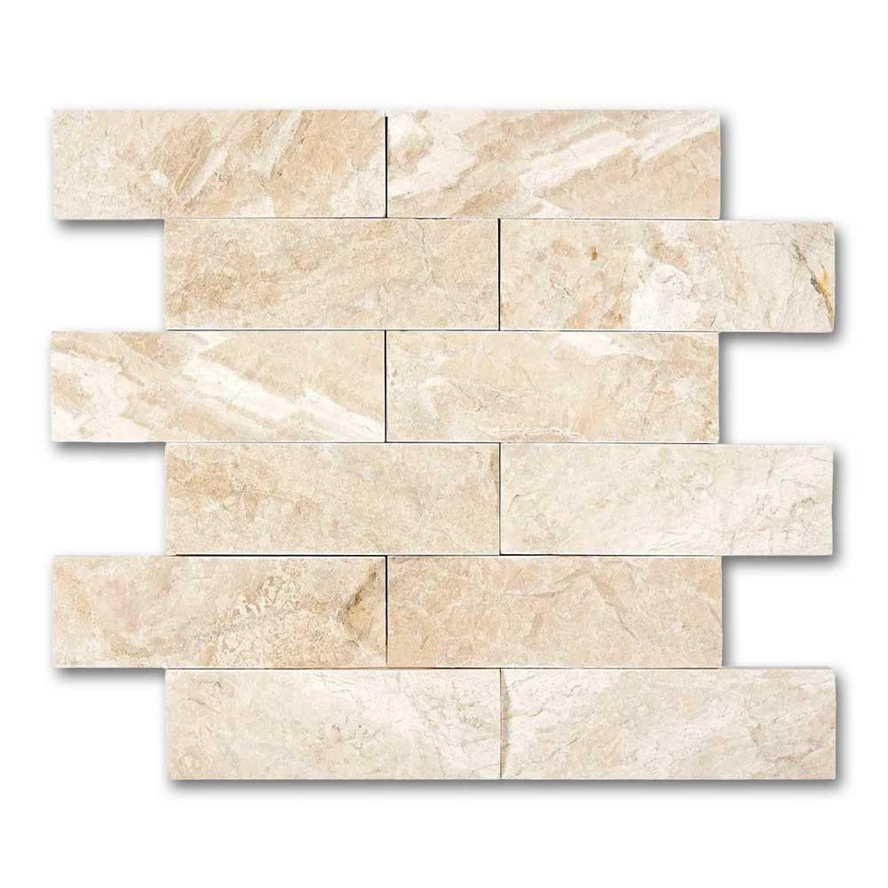 2x6 Diano Royal (Queen Beige) Marble Split-Faced Mosaic Tile 2x6 Diano Royal (Queen Beige) Marble Split-Faced Mosaic Tile - American Tile Depot